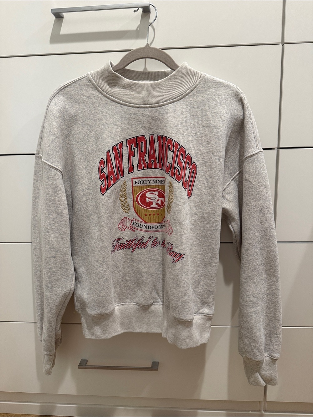 Abercrombie & Fitch Light Gray San Francisco Crewneck Sweatshirt with Red Logo